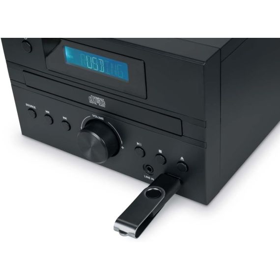 Micro Sistema Hi-Fi THOMSON MIC123BT (Bluetooth, Reproductor CD, USB, Radio FM, 30W) — Madera Negra, 3 image
