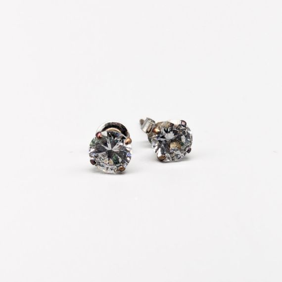 Aretes de plata con piedras blancas S925 0.92g 7mm