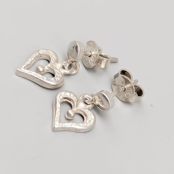 Aretes de plata con corazones S925 1.76g 16mm