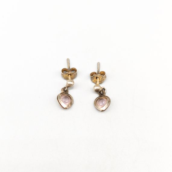 Aretes de plata con piedras rosas S925 1.15g 13mm