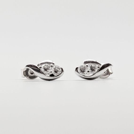 Pendientes de plata con piedras blancas S925 1.59g 12mm