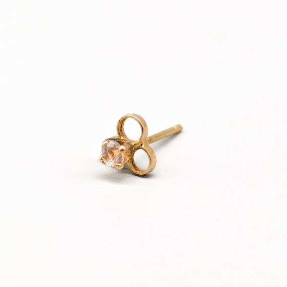 Pendiente solitario de oro con piedras 18K 0.26g 6mm