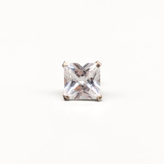 Arete Individual de Plata con Piedra S925 1.07g 8mm