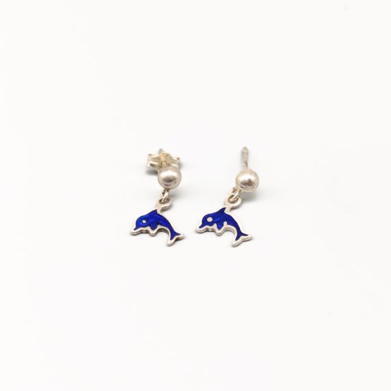Aretes de plata Delfines con Esmalte S830 1.01g 14mm