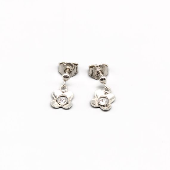 Pendientes de Plata con Piedras Blancas S830 0.86g 12mm