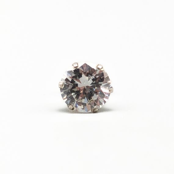 Arete individual en Plata con Piedra Blanca S830 0.7g 7mm