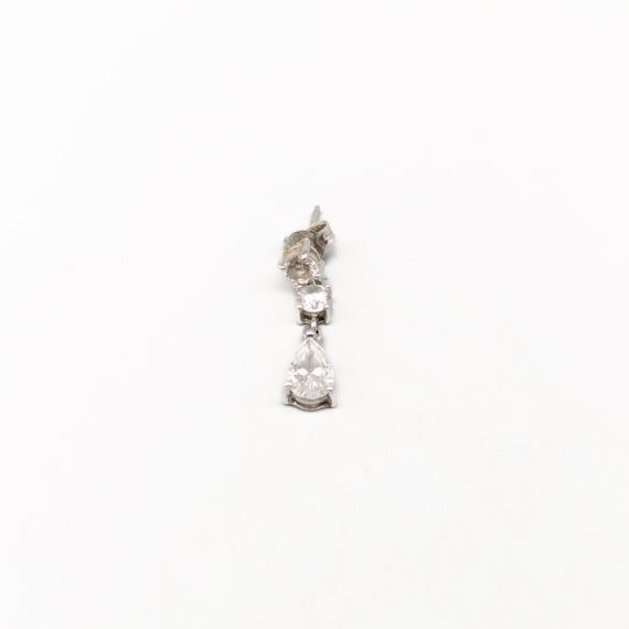 Pendiente Individual con Piedras en Plata S925 1.29g 25mm