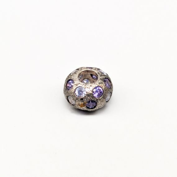Dije de plata con piedras blancas y moradas S830 2.12g 10mm