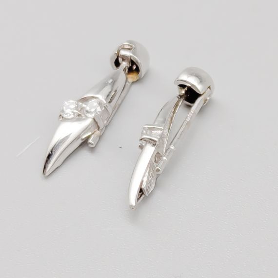 Aretes en Oro Blanco con Piedras Blancas 18K 1.56g 17mm