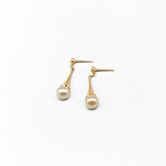 Aretes en Oro con Perlas de Imitación 18K 2.31g 28mm