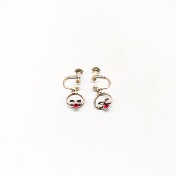 Broches en Plata con Piedras Rojas S830 2.11g 18mm