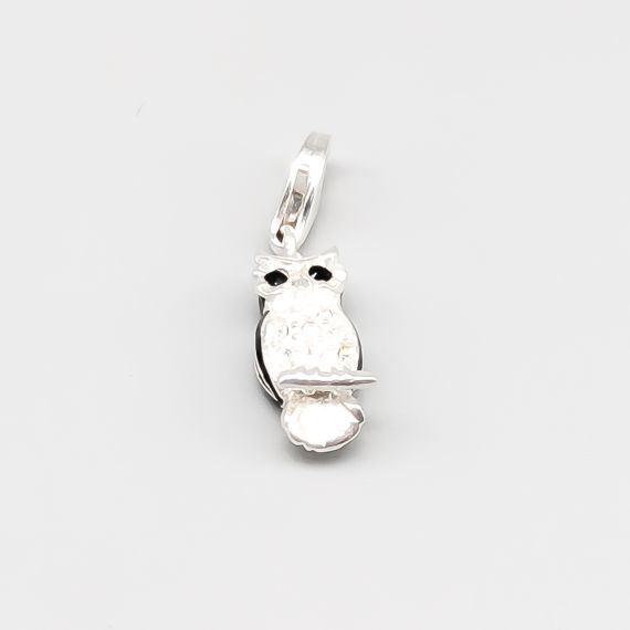 Colgante Búho de Plata con Piedras S925 2.22g 17mm