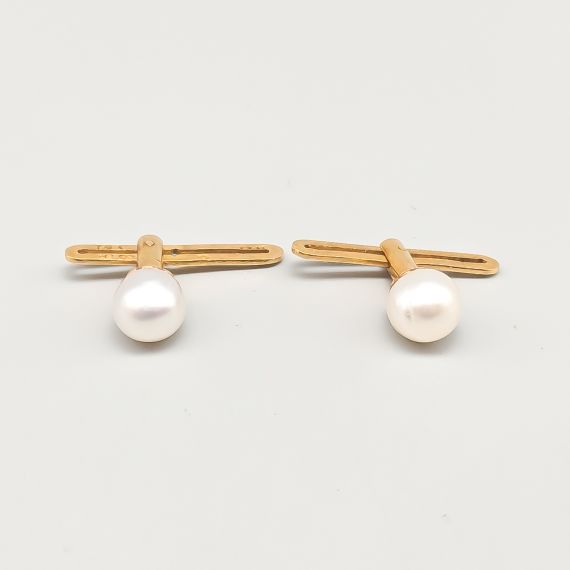 Gemelos de Oro con Perlas 18K 2.26g 20mm