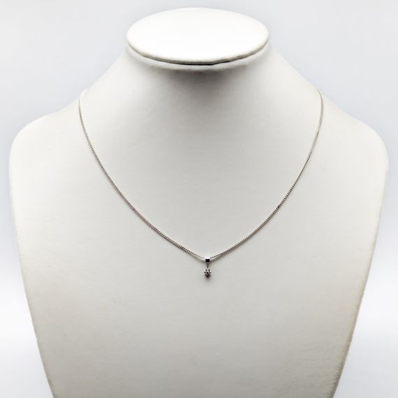 Collar de oro blanco con piedra de 38cm 18K 2.13g