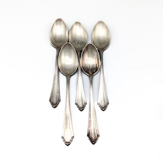 5 cucharas de postre de plata S800 119.77g 13.8mm