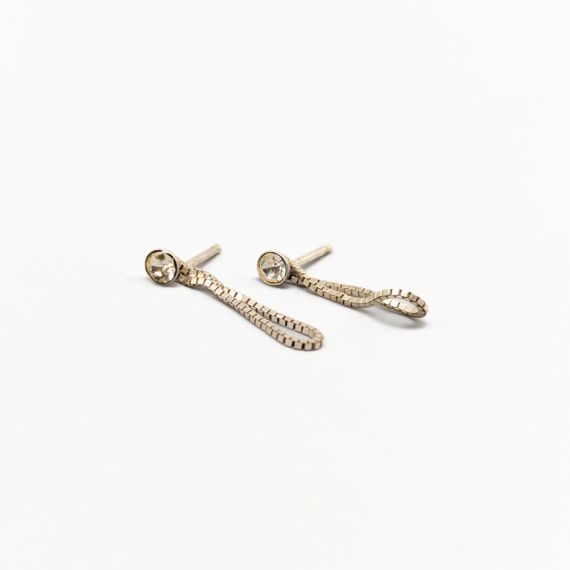 Aretes en Plata con Piedras Blancas S830 0.54g 17mm