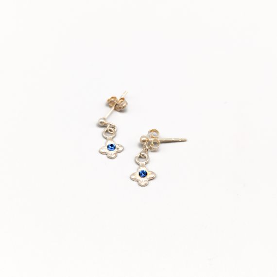 Aretes en Plata con Piedras Azules S925 0.84g 13mm