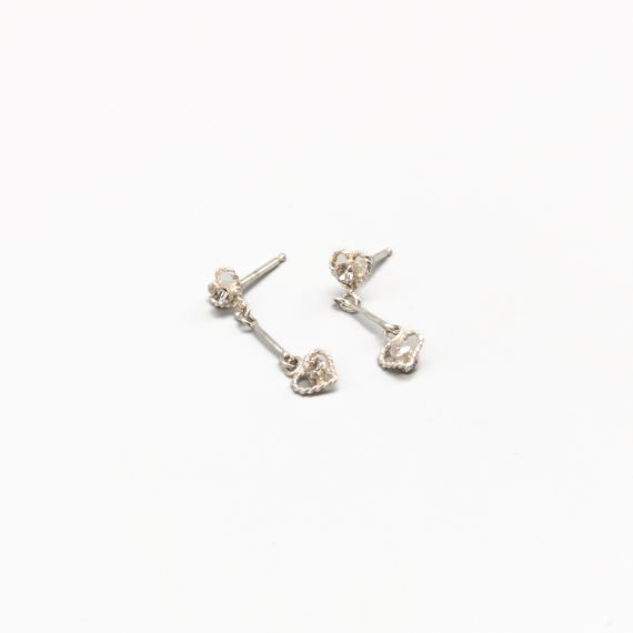 Aretes en Plata Corazones con Piedras S830 1.22g 22mm