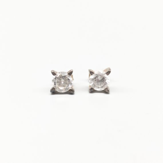 Aretes de Plata con Piedras Blancas S925 1.94g 7mm