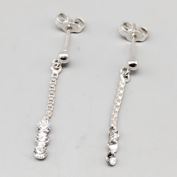 Pendientes de Plata con Piedras Blancas S830 1.32g 28mm