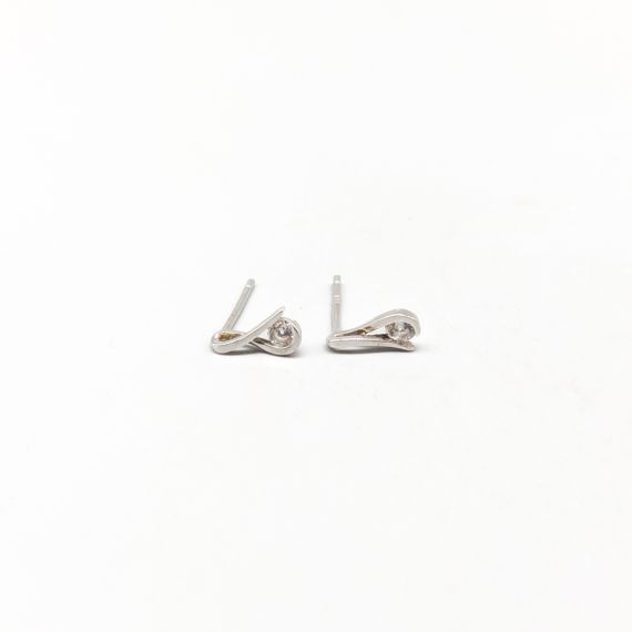 Pendientes de Plata Símbolo de Eternidad con Piedras Blancas S925 0.57g 10mm