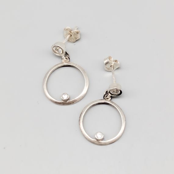 Aretes en Plata con Piedras Blancas S925 1.99g 21mm