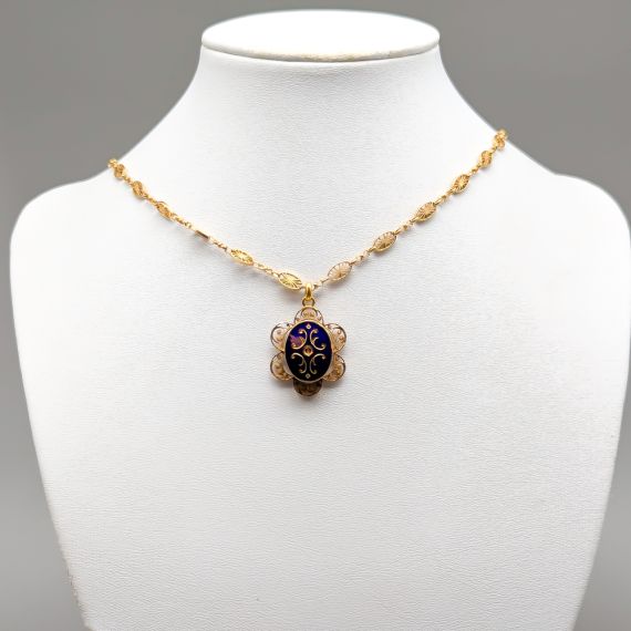 43cm Pulsera de fantasía en Oro con colgante de esmalte 18K 11.71g