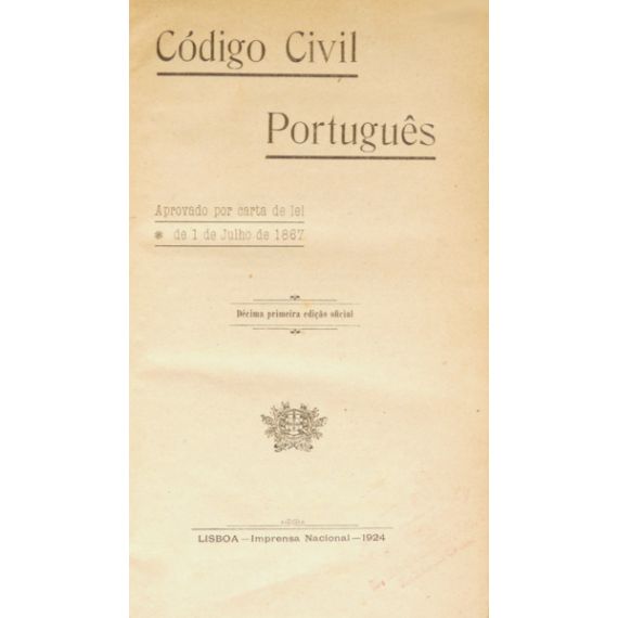 CÓDIGO CIVIL PORTUGUÉS. [11.ª EDICIÓN, 1924]